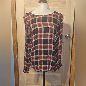Jessica Simpson Black and Red Checkered Blouse
